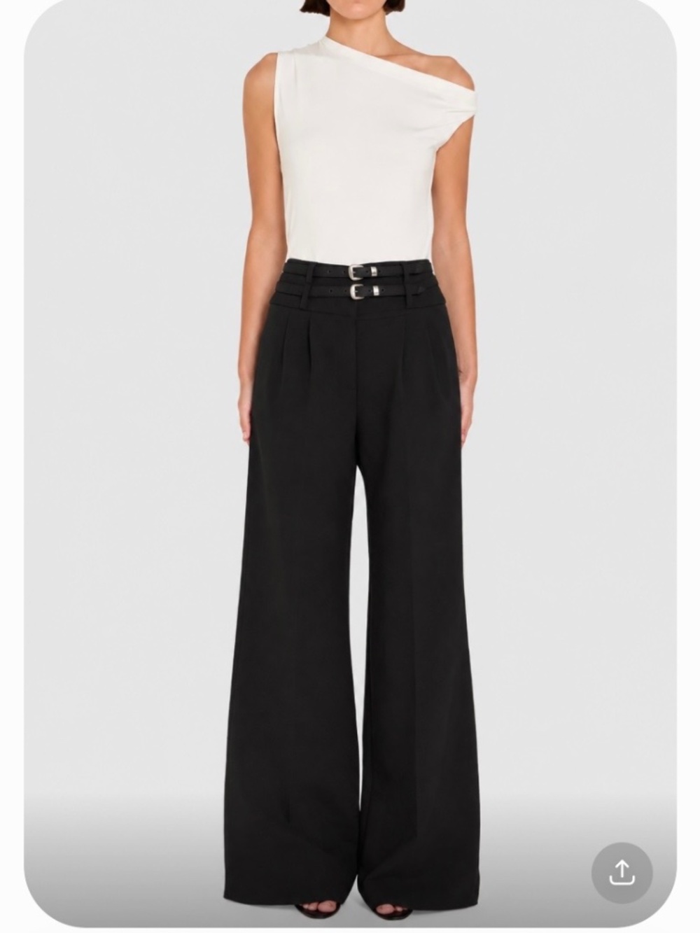 Amanda Uprichard Black Blyth Wide Leg High Waisted Pants